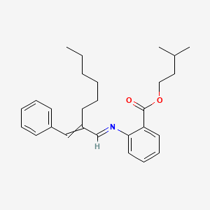 molecular formula C27H35NO2 B13756400 Benzoic acid, 2-[[2-(phenylmethylene)octylidene]amino]-, 3-methylbutyl ester CAS No. 72928-46-2