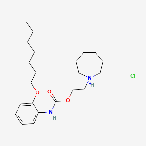 molecular formula C22H37ClN2O3 B13756442 Carbanilic acid, o-(heptyloxy)-, 2-(hexahydro-1H-azepin-1-yl)ethyl ester, hydrochloride CAS No. 60558-21-6