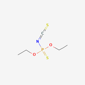 molecular formula C5H10NO2PS2 B13756516 Phosphoro(thiocyanatidic) acid, thio-, diethyl ester CAS No. 26190-34-1