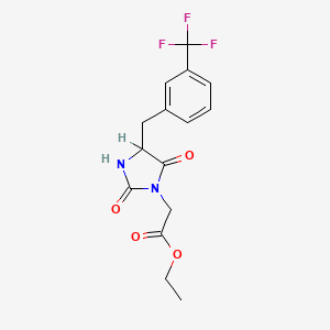 molecular formula C15H15F3N2O4 B13756525 3-Imidazolidineacetic acid, 2,4-dioxo-5-(m-(trifluoromethyl)benzyl)-, ethyl ester CAS No. 76614-52-3