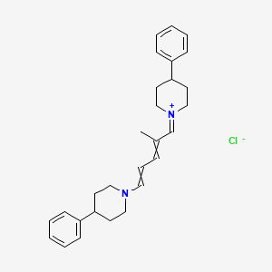 molecular formula C28H35ClN2 B13756528 Piperidinium, 1-(2-methyl-5-(4-phenylpiperidino)-2,4-pentadienylidene)-4-phenyl-, chloride, hydrate CAS No. 23996-82-9