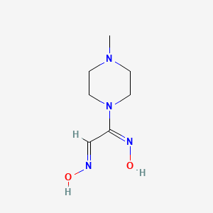 molecular formula C7H14N4O2 B13756582 Piperazine,1-[bis(hydroxyimino)ethyl]-4-methyl-(9ci) 