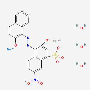 molecular formula C20H16CrN3NaO10S B13756625 Sodium triaqua(3-hydroxy-4-((2-hydroxy-1-naphthyl)azo)-7-nitronaphthalene-1-sulphonato(3-))chromate(1-) CAS No. 52455-30-8