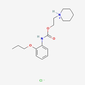 molecular formula C17H27ClN2O3 B13756628 2-piperidin-1-ium-1-ylethyl N-(2-propoxyphenyl)carbamate chloride CAS No. 55792-11-5