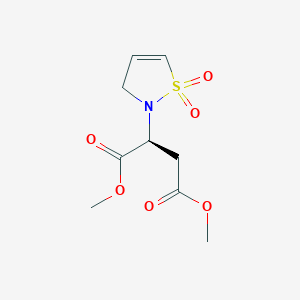 molecular formula C9H13NO6S B13756632 Butanedioic acid,2-(1,1-dioxido-2(3H)-isothiazolyl)-, 1,4-dimethyl ester, (2S)- 