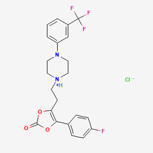 molecular formula C22H21ClF4N2O3 B13756637 1,3-Dioxol-2-one, 4-(4-fluorophenyl)-5-(2-(4-(3-trifluoromethylphenyl)-1-piperazinyl)ethyl)-, hydrochloride CAS No. 71923-23-4
