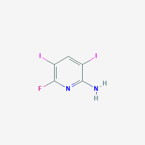 molecular formula C5H3FI2N2 B1375668 6-Fluoro-3,5-diiodopyridin-2-amine CAS No. 1402148-90-6