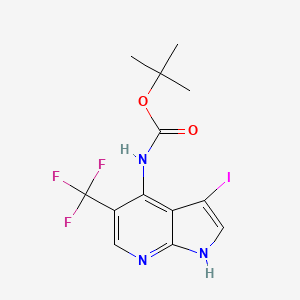 molecular formula C13H13F3IN3O2 B1375672 tert-Butyl (3-iodo-5-(trifluoromethyl)-1H-pyrrolo[2,3-b]pyridin-4-yl)carbamate CAS No. 1346447-34-4