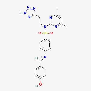 molecular formula C22H22N8O3S B13756727 Benzenesulfonamide, N-(4,6-dimethyl-2-pyrimidinyl)-4-(((4-hydroxyphenyl)methylene)amino)-N-(2-(1H-tetrazol-5-yl)ethyl)- CAS No. 78311-79-2