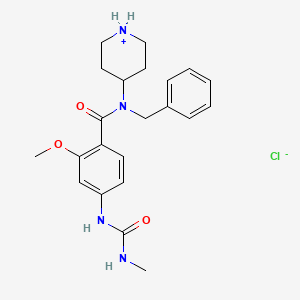 molecular formula C22H29ClN4O3 B13756734 Benzamide, 2-methoxy-4-(((methylamino)carbonyl)amino)-N-(1-(phenylmethyl)-4-piperidinyl)-, monohydrochloride CAS No. 57645-40-6
