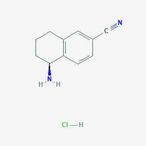 molecular formula C11H13ClN2 B1375676 (S)-5-amino-5,6,7,8-tetrahydronaphthalene-2-carbonitrile hydrochloride CAS No. 1212852-88-4