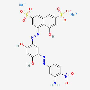 molecular formula C22H14N6Na2O11S2 B13756795 Disodium 4-[[5-[(3-amino-4-nitrophenyl)azo]-2,4-dihydroxyphenyl]azo]-5-hydroxynaphthalene-2,7-disulphonate CAS No. 72828-77-4