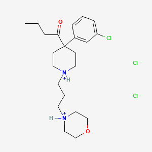 molecular formula C22H35Cl3N2O2 B13756842 1-Butanone, 1-(4-(3-chlorophenyl)-1-(3-(4-morpholinyl)propyl)-4-piperidinyl)-, dihydrochloride CAS No. 62270-79-5