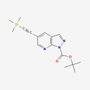 molecular formula C16H21N3O2Si B1375687 叔丁基5-((三甲基甲硅烷基)乙炔基)-1H-吡唑并[3,4-b]吡啶-1-羧酸酯 CAS No. 1305325-05-6