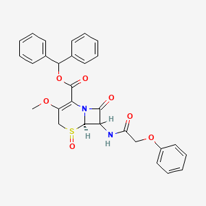 molecular formula C29H26N2O7S B13756871 Diphenylmethyl (5R-(5alpha,6alpha,7beta))-3-methoxy-8-oxo-7-(phenoxyacetamido)-5-thia-1-azabicyclo(4.2.0)oct-2-ene-2-carboxylate 5-oxide CAS No. 57562-03-5