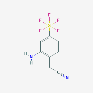 molecular formula C8H7F5N2S B1375693 (2-Amino-4-(pentafluorosulfanyl)phenyl)acetonitrile CAS No. 1379811-96-7