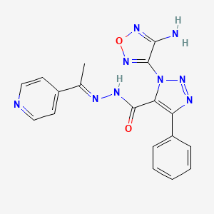 molecular formula C18H15N9O2 B13756985 3-(4-amino-1,2,5-oxadiazol-3-yl)-5-phenyl-N-[(E)-1-pyridin-4-ylethylideneamino]triazole-4-carboxamide 