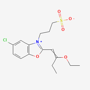 molecular formula C16H20ClNO5S B13757028 5-Chloro-2-(2-ethoxybut-1-enyl)-3-(3-sulphonatopropyl)benzoxazolium CAS No. 63148-89-0