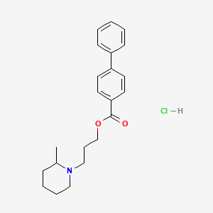 molecular formula C22H28ClNO2 B13757058 4-Biphenylcarboxylic acid, 3-(2-methylpiperidino)propyl ester, hydrochloride CAS No. 73728-81-1