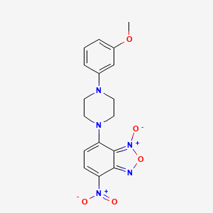 molecular formula C17H17N5O5 B13757093 Benzofurazan, 7-(4-(3-methoxyphenyl)-1-piperazinyl)-4-nitro-, 1-oxide CAS No. 61785-72-6