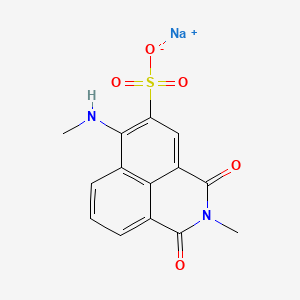molecular formula C14H11N2NaO5S B13757107 Sodium 2,3-dihydro-2-methyl-6-(methylamino)-1,3-dioxo-1H-benz(de)isoquinoline-5-sulphonate CAS No. 73263-39-5