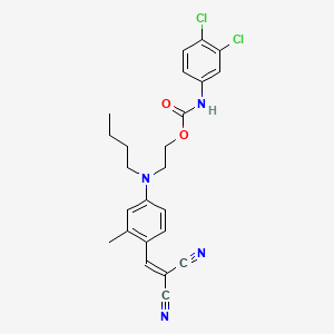 molecular formula C24H24Cl2N4O2 B13757164 Carbamic acid, (3,4-dichlorophenyl)-, 2-[butyl[4-(2,2-dicyanoethenyl)-3-methylphenyl]amino]ethyl ester CAS No. 59583-77-6