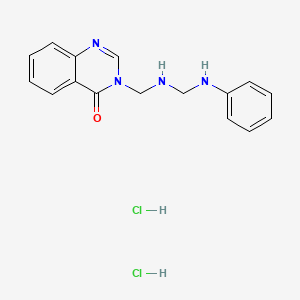 molecular formula C16H18Cl2N4O B13757445 4(3H)-Quinazolinone, 3-((((phenylamino)methyl)amino)methyl)-, dihydrochloride CAS No. 75159-26-1