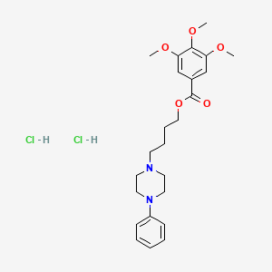 molecular formula C24H34Cl2N2O5 B13757482 Benzoic acid, 3,4,5-trimethoxy-, 4-(4-phenyl-1-piperazinyl)butyl ester, dihydrochloride CAS No. 5914-66-9