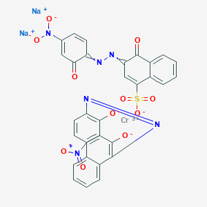 molecular formula C32H17CrN6O11S.2Na<br>C32H17CrN6Na2O11S B13757581 Chromate(2-), (4-hydroxy-3-((2-hydroxy-4-nitrophenyl)azo)-1-naphthalenesulfonato(3-))(1-((2-hydroxy-4-nitrophenyl)azo)-2-naphthalenolato(2-))-, disodium CAS No. 68541-71-9