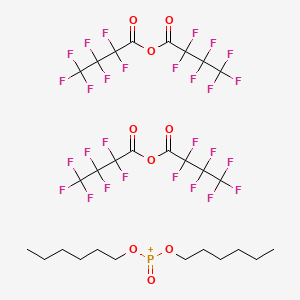 molecular formula C28H26F28O9P+ B13757677 Dihexoxy(oxo)phosphanium;2,2,3,3,4,4,4-heptafluorobutanoyl 2,2,3,3,4,4,4-heptafluorobutanoate CAS No. 110086-60-7