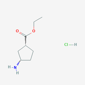molecular formula C8H16ClNO2 B1375769 (1R,3S)-Ethyl 3-aminocyclopentanecarboxylate hydrochloride CAS No. 1202412-16-5