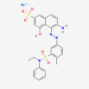 molecular formula C25H23N4NaO6S2 B13757697 Sodium 6-amino-5-[[3-[(ethylphenylamino)sulphonyl]-4-methylphenyl]azo]-4-hydroxynaphthalene-2-sulphonate CAS No. 71278-42-7
