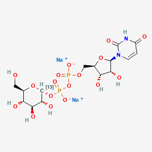 molecular formula C15H22N2Na2O17P2 B13757724 disodium;[[(2R,3S,4R,5R)-5-(2,4-dioxopyrimidin-1-yl)-3,4-dihydroxyoxolan-2-yl]methoxy-oxidophosphoryl] [(2R,3R,4S,5S,6R)-3,4,5-trihydroxy-6-(hydroxymethyl)(213C)oxan-2-yl] phosphate 