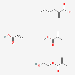 molecular formula C21H33O9- B13757729 2-Hydroxyethyl 2-methylprop-2-enoate;2-methylidenehexanoate;methyl 2-methylprop-2-enoate;prop-2-enoic acid CAS No. 26351-99-5