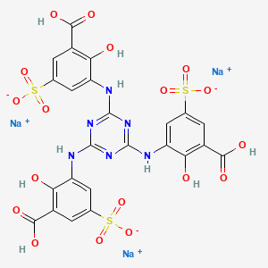 molecular formula C24H15N6Na3O18S3 B13757774 Trisodium trihydrogen 5,5',5''-(1,3,5-triazine-2,4,6-triyltriimino)tris(5-sulphonatosalicylate) CAS No. 79135-90-3