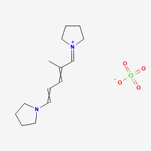 molecular formula C14H23ClN2O4 B13757840 1-(2-Methyl-5-pyrrolidino-2,4-pentadienylidene)pyrrolidinium perchlorate CAS No. 22966-83-2