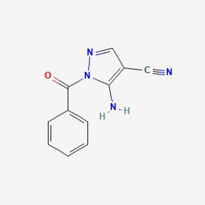 molecular formula C11H8N4O B13757916 5-amino-1-benzoyl-1H-Pyrazole-4-carbonitrile 