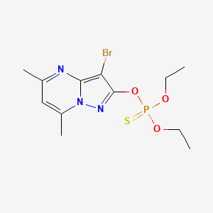 molecular formula C12H17BrN3O3PS B13757932 Phosphorothioic acid, O-(3-bromo-5,7-dimethylpyrazolo(1,5-a)pyrimidin-2-yl) O,O-diethyl ester CAS No. 7682-90-8