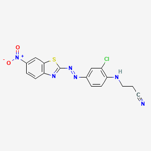 molecular formula C16H11ClN6O2S B13757966 3-[[2-Chloro-4-[(6-nitro-2-benzothiazolyl)azo]phenyl]amino]propiononitrile CAS No. 61488-78-6