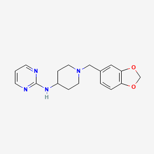 molecular formula C17H20N4O2 B13757972 1,3-Benzodioxole, 5-(4-((2-pyrimidinyl)amino)piperidinomethyl)- CAS No. 76167-77-6