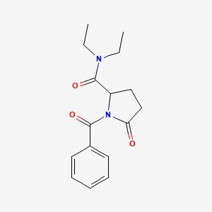 molecular formula C16H20N2O3 B13758037 1-Benzoyl-N,N-diethyl-5-oxopyrrolidine-2-carboxamide CAS No. 57632-68-5