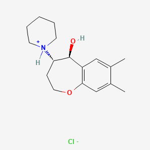 molecular formula C17H26ClNO2 B13758052 trans-7,8-Dimethyl-4-piperidino-2,3,4,5-tetrahydro-1-benzoxepin-5-ol hydrochloride CAS No. 56071-24-0