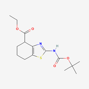 molecular formula C15H22N2O4S B1375810 Ethyl 2-((tert-butoxycarbonyl)amino)-4,5,6,7-tetrahydrobenzo[d]thiazole-4-carboxylate CAS No. 1369897-34-6