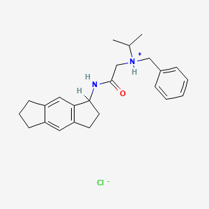 molecular formula C24H31ClN2O B13758157 Acetamide, N-(1,2,3,5,6,7-hexahydro-s-indacen-1-yl)-2-((1-methylethyl)(phenylmethyl)amino)-, monohydrochloride, hydrate CAS No. 75463-40-0