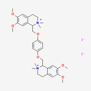 molecular formula C34H46I2N2O6 B13758178 Isoquinolinium, 1,1'-(p-phenylenebis(oxymethylene))bis(1,2,3,4-tetrahydro-6,7-dimethoxy-2,2-dimethyl-, diiodide CAS No. 606-47-3