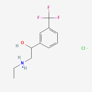 molecular formula C11H15ClF3NO B13758279 Benzenemethanol, alpha-((ethylamino)methyl)-3-(trifluoromethyl)-, hydrochloride CAS No. 62064-76-0