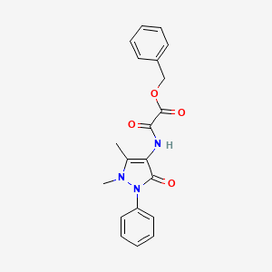 molecular formula C20H19N3O4 B13758339 Acetic acid, ((2,3-dihydro-1,5-dimethyl-3-oxo-2-phenyl-1H-pyrazol-4-yl)amino)oxo-, phenylmethyl ester CAS No. 62707-53-3
