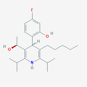 molecular formula C24H36FNO2 B13758430 (aS,4S)-4-(4-Fluoro-2-hydroxyphenyl)-a-methyl-2,6-bis(1-methylethyl)-5-pentyl-3-pyridinemethanol 