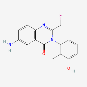 molecular formula C16H14FN3O2 B13758432 4(3H)-Quinazolinone, 6-amino-2-(fluoromethyl)-3-(3-hydroxy-2-methylphenyl)- CAS No. 73832-14-1