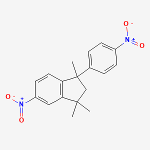molecular formula C18H18N2O4 B13758433 1H-Indene, 2,3-dihydro-1,1,3-trimethyl-5(or 6)-nitro-3-(4-nitrophenyl)- CAS No. 54648-07-6